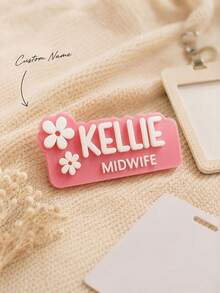 1pc Custom Name Badge, Personalized Text And Exclusive Design Name Badges, Clothing And Backpack Pins, Name Badges For Nurses, Doctors, Teachers - Multicolor - View 10