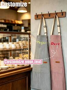 Personalized Embroidered Name Apron, Customized Kitchen Apron, Letter Embroidered Cooking & Baking Apron, Customized Gift For Cooking Enthusiasts, Kitchen Accessories, Birthday Gift For Mom, Family Gathering, Holiday Gift, Home Baking Supplies - Multicolor - View 2