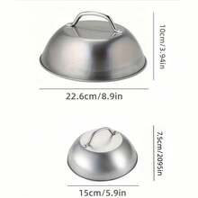 Stainless Steel Melting Dome, Steak Cover Splatter Guard, Heat Proof Handle Round Cooking Lid, Keep Juicy & Prevent Grease Splashes, For Flat Top Griddle, Skillet, Indoor Outdoor Cooking - Multicolor - View 12