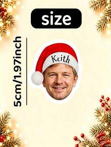 Custom Photo Santa Hat Stickers, Personalized Name And Face Shape Christmas Stickers, Christmas Gift Wrapping Stickers, Suitable For Christmas Holiday Decoration Parties, Envelope Labels, Gift Bag Wrapping Stickers - Multicolor - View 5
