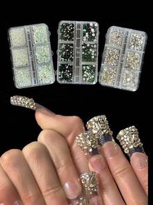 1 Buah Kotak Penyimpanan Persegi Panjang 6 Kompartemen dengan Rhinestone Datar Berwarna-warni dan Berbagai Ukuran, Cocok untuk Natal, Halloween, Musim Gugur/Musim Dingin, Tahun Baru, Hari Tahun Baru, dan Acara Liburan Lainnya - MultiWarna - View 2