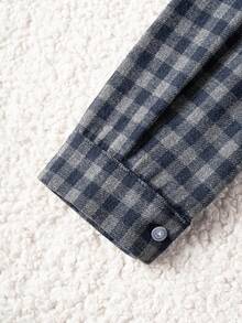 Boys Classic Streetwear Versatile Red & Grey Plaid Long Sleeve Shirt, Suitable For Vacation, Daily Casual Wear - Multicolor - View 10