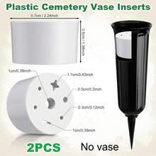 2pcs Cemetery Flower Bed Vase Insert Plastic Flower Holder, With 7-Hole Cylindrical Reusable Cemetery Vase Holder, For Grave Decoration, Keeps Bouquet In Place - Grave Flower Vase - View 7