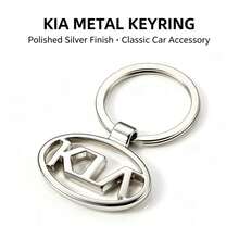 KIA Logo Metal Keyring, Classic Silver Finish Key Chain, Secure Round Key Ring, Practical Car Key Organizer - A - View 3