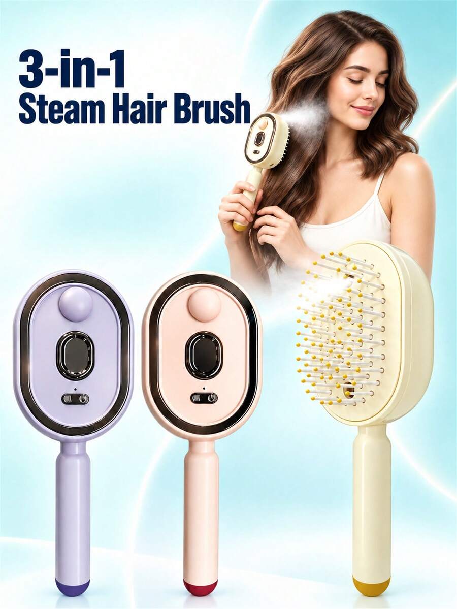 300mAh Electric Mist Cushion Hairbrush, Mist Hair Care Scalp Massage Comb, Easy To Clean Anti-Tangle Comb, Reduce Static, Smooth And Voluminous - View 1