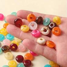 50pcs Acrylic Faux Jade Abacus Beads, Dual-Color Gradient Large Hole Loose Beads, Handmade Bracelet Necklace Earring Jewelry Craft Accessories, Phone Charm And Keychain Making Material - Multicolor - View 7