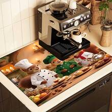 (Hot !!) 1pc 2D Chef Squirrel Pattern, Flat Stove Protector Mat And Non-Slip Heat-Resistant Rubber Stove Cover Pad Suitable For Induction Cooktop, Glass Stove And Multi-Function Anti-Scratch Mat, Also Can Be Used As Oven, Washing Machine, Dryer And Kitchen Decor Best Choice. - Multicolor - View 4