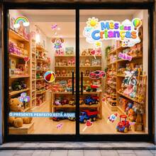 Adesivo Dia das Crianças Para Vitrine Loja Decorativo - mês das crianças - Visão 3