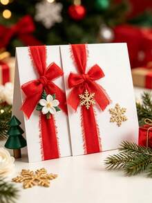 6/3pcs Christmas Red & Green Ribbon, Bow Decoration Ribbon Roll, Christmas Gift Wrapping Ribbon, Holiday Party Home Decor Supplies, Atmosphere Creating Supplies, Suitable For Christmas Gift Wrapping, Wreaths, Handicrafts And Home Decor - Multicolor - View 3