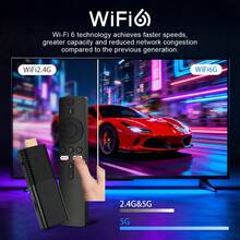 I96 D1 TV Stick، جهاز تلفزيون ذكي Ultra 4K UHD ATV مزود ب- 2.4G 5G WiFi وتحكم صوتي مساعد مدمج يعمل بنظام Android ATV، جهاز بث 4K HD للتلفزيون وجهاز العرض، مع [2GB RAM+16GB ROM] - الأسود - مشاهدة 4