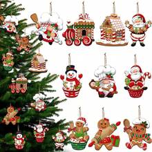 10pcs/20PCS/30PCS/40pc/50pcs Gingerbread Christmas Decorations Wooden Chef Santa Claus Baking Gingerbread Candy Cake Decor Christmas Tree Ornaments - Multicolor - View 6