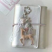 Fawn Keychain Pendant Lace Pearl Bow Bag Charm Korean Sweet Clover Backpack Chain Y2K Girly Gift - Apricot - View 3