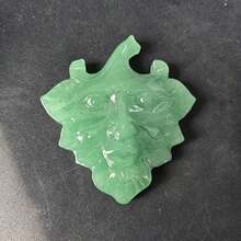 1pc Hand Carved Natural Green Man Crystal Foliate Head Sculpture Leaf Face Figurine Collectible Home Decor Display - Multicolor - View 11