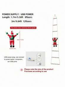 59.06in/1.5M Christmas Ladder Lights, USB Powered LED Christmas Candy Ladder Lights, Decorative Ladder Lights, USB Powered, Suitable For Home, Porch, Window, Wall, Christmas Tree Outdoor Indoor Decoration, Christmas Holiday String Lights Hanging Decoration, Santa Claus Climbing Ladder Lights Decorative Lights, Yard Lawn Holiday Decoration Atmosphere Lights, Porch Hallway Landscape Lights Wall Hanging Lights - Christmas Ladder Lights - View 9