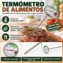 Analog Food And Meat Thermometer In 430 And 304 Stainless Steel, Kitchen Temperature Gauge For Roasting And Baking, Celsius And Fahrenheit Scale, 4.5x13.5cm - 4.5X13.5CM - View 4