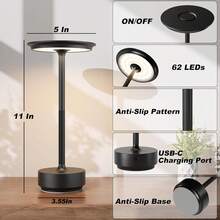 Modern Cordless LED Desk Lamp With Dimmable Touch Switch, Rechargeable, Aluminum Body - Simple Cordless Table Lamp For Hotel - Multicolor - View 6