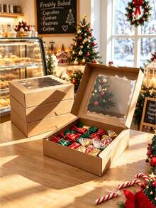 2pcs/5pcs/10pcs/15pcs Solid White Gift Boxes With Star & Scalloped Clear Window, Easy‑Assemble Tuck‑Top Foldable Paper Cases For Holiday Party, Candy & Handmade Treats Storage - 8825 - View 9