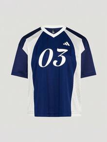 Adidas Women's TIRO TEE2 Short Sleeve Knit Collarless T-Shirt TKZ2339 - Navy Blue - View 3