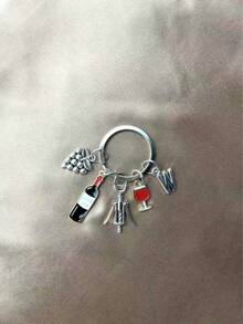 1 buah Gantungan Kunci Modis 26 Huruf untuk Pria dan Wanita, Gantungan Kunci Pembuka Botol Anggur Merah dengan Liontin Anggur - Hadiah Kreatif untuk Pecinta Anggur - Antique Silver - View 8