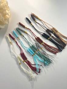 1pc/10pcs Handmade Woven Prayer Beads Tassel, Handmade Woven Diamond Knot Accessories, Ramadan Prayer Beads DIY Decorative Rope, Multiple Colors Available - Multicolor - View 2