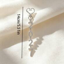 1pc Luxury Rhinestone 2027 Number Keychain, Heart Lobster Clasp Alloy Pendant, Sparkling Rhinestone Bag Charm, Women's Backpack Car Key Accessory, Birthday Anniversary Gift, Daily Versatile Decorative Small Gift - Multicolor - View 2