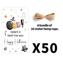 50pcs Happy Halloween Gift Tags With Jute Rope, Cute Ghost And Bat Pattern, Suitable For Party Decoration, Gift Wrapping And Handmade Hanging Tags, Halloween Party Decoration - Multicolor - View 7
