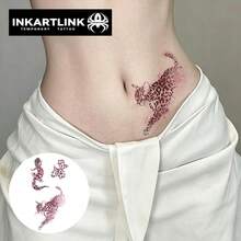 INKARTLINK 1PC Pink Leopard Print Glitter Temporary Tattoo Sticker, Body Art Tattoo Sticker, Lasts 2-5 Days, Water Transfer Tattoo Sticker, Suitable For Men And Women, Essential For People, Party Must-Have Decoration, Holiday Celebration Body Decoration - Pink - View 6