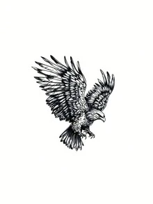 Herbal Juice Semi-Permanent Magic Tattoo Sticker, Personalized Bold Eagle Design, Long-Lasting 14 Days, No Fading, Non-Reflective, Temporary Tattoo For Arm, Chest, Waist, Abdomen, Body, 1pc/Pack - Blue - View 4