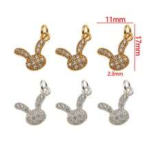 2pcs Cute Animal Rabbit Charm Pendants 18K Plated Full Pave Zirconia Bunny Head Charm For DIY Bracelet Necklace Jewelry Making Craft Supplies - Multicolor - View 8