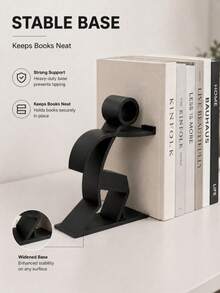 Human Shaped Bookend, Minimalist Sculpture Bookend Heavy Duty Book Holder, Modern Desk Shelf Organizer, Durable Art Decor For Home Office, Book Lovers Gift, Anti-Slip Support - Multicolor - View 1