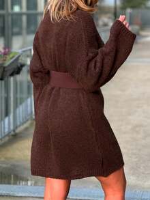 Unadoll Women's Brown High Neck Knitted Sweater, Elegant Basic Style, Suitable For Back To School Season And Daily Wear - Brown - View 10