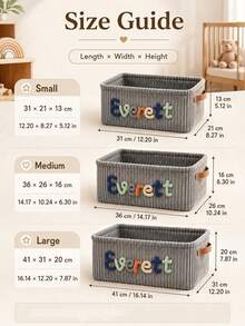 Personalized Embroidered Storage Basket - Customized Embroidered Name Toy Box - Baptism Gift, Knitted Metal Wire Art, Gift For Expectant Mothers, Organizer - Multicolor - View 8