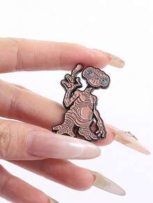ET Alien Funny Enamel Brooch, Classic Movie Theme Metal Badge, Humorous Gesture Design Pin, Suitable For Backpacks And Clothing, Movie Fan Collectible Accessory - Multicolor - View 10