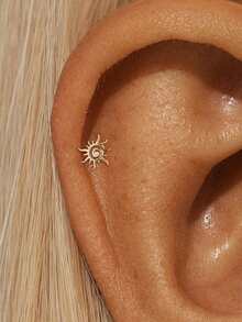 EleRunis 1pc 925 Sterling Silver Exquisite Marquise Flat Back Cartilage Earring, Suitable For Ear Piercing, Ear Cartilage, Ear Helix, Threaded Dangle Nose Stud, Delicate Jewelry, Suitable For Daily Wear And Party - Gold - View 16