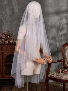 2 Layer Wedding Veil With Comb Elegant Pearls Bridal Veil Suitable For Wedding Party - Multicolor - View 5