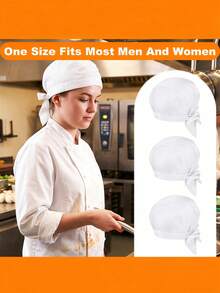 3pcs Black/White Chef Hats, Adjustable Adult Chef Hats, Kitchen Chef Skull Cap, Breathable Professional Cooking Catering Hats, Unisex - Multicolor - View 8