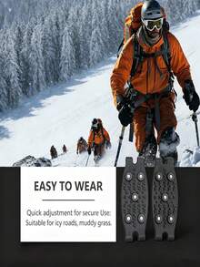 1 Pair Ice Crampons, 5-Stud Anti-Slip Snow Grip Spikes, Portable Rubber Ice Cleats, Suitable For Shoes And Boots, Winter Walking, Hiking, Climbing On Snow And Ice - Multicolor - View 1