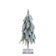 Mini Christmas Tree With Frosted Wooden Base Bottle Brush Tree, Plastic Winter Snow Scene Decoration, Desktop Artificial Tree For Christmas Party Home Decor - Multicolor - View 7
