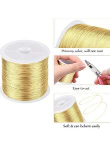 100m/Roll Gold Beaded Wire, Premium Jewelry Wire, Anti-Oxidation, Rust-Resistant, Suitable For Making Various Bracelets, Earrings, Necklaces DIY, Hair Clips, Jewelry Weaving, Shaping, Floral Metal Wire Wrapping, Handmade Crafts, Jewelry Handmade Design - Multicolor - View 3