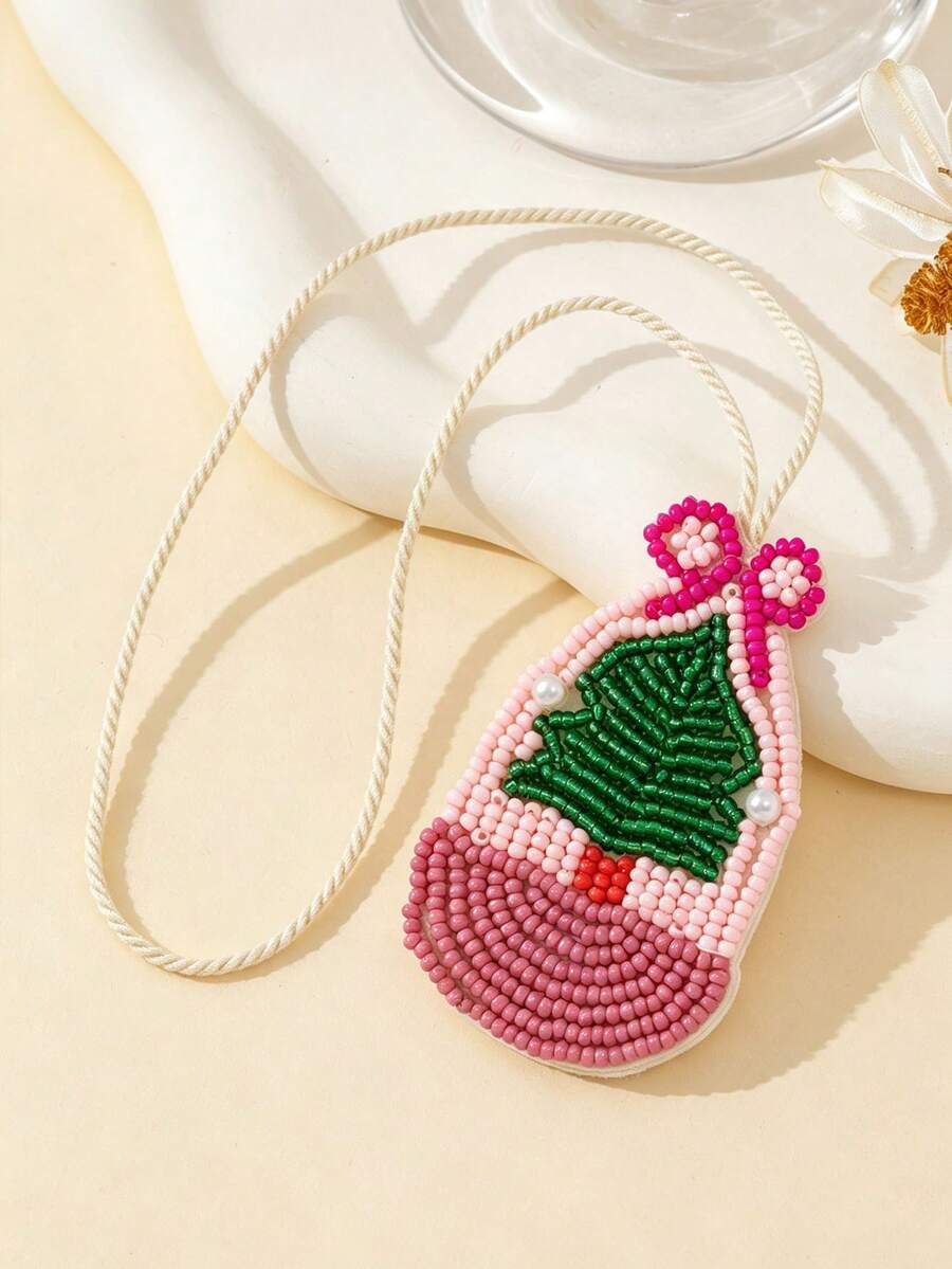 1pc Pine Tree Pendant, Fresh Style Versatile Bag Charm, Handmade Woven Hanging Decoration - Multicolor - View 1
