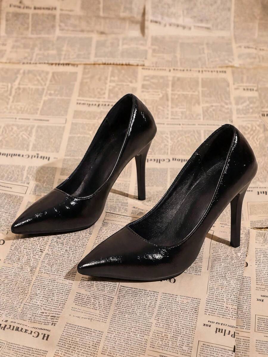 Elegant Pointed Toe Stiletto High Heels Pumps, Versatile For All Seasons, Suitable For Business, Party, Wedding, Nightclub - Black - View 1