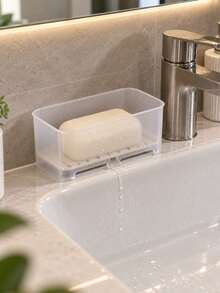 Multifunctional Sink Drain Box With Slanted Outlet, Sink Storage Rack, Easy Storage, Dish Brush & Sponge Holder, Sink Edge Soap Dispenser Rack, Countertop Organizer, Home Room Bathroom Decor, Kitchen Essential Accessory, Household Kitchen Supplies - Multicolor - View 6