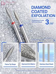 DeDryDS 2件組鑽石修甲鑽頭組－專業 3/32" 火焰形碳化物鑽頭，適用於美甲、居家與沙龍使用 - 彩色 - 查看 3