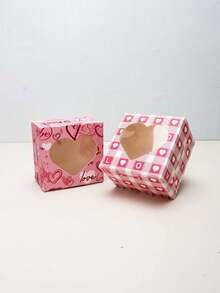 5pcs/10pcs/12pcs/24pcs Romantic Heart‑Window Paper Gift Boxes High‑End Printed Viewable Design Holiday & Party Favor Packaging Storage Cases - View 11