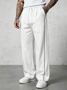 Men's Old Money Style Summer Drawstring Waist Pocket Casual Long Pants - White - View 1
