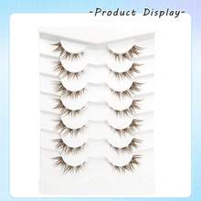 7 Pairs Of Fox Eye Style Natural, Long And Wispy False Eyelashes, Suitable For Daily And Party Makeup, Cat Eye And Fairy Style False Eyelashes, Create A Glamorous Look - Brown - View 7