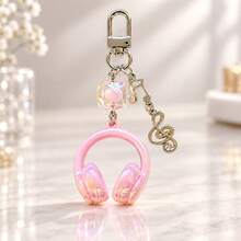 1pc/2pcs Unisex Colorful Acrylic Neon Earphone Pendant Beaded Musical Note Charm Keychain, Couple Bag Charm, Music Couples Gift, Luggage Accessory - Multicolor - View 6