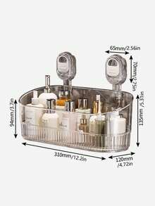 1pc Luxury Acrylic Wall-Mounted Storage Rack, Strong Suction Cup Shelf For Kitchen And Bathroom - Multicolor - View 6