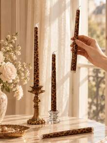 2/4 buah Lilin Panjang Tirus Motif Leopard Vintage, Lilin Panjang Tirus Motif Leopard, 0,86*9,84 Inci, Cocok Untuk Dekorasi Rumah, Makan Malam Romantis, Hiasan Meja, Penciptaan Suasana, dan Hadiah Suvenir - A - View 6