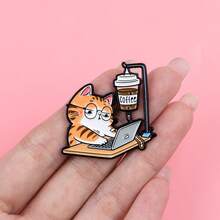 Cat Enamel Lapel Pin Badge Brooches, Fashion Metal Decorative Pins For Backpack Bag Jacket Clothing, Perfect Gift For Men Women Best Friends - Multicolor - View 5